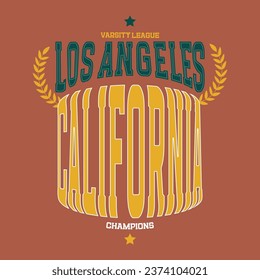 LOS ANGELES, Kalifornien schreibt Sport T-Shirt Print Design. Stilvolles Teamlogo für das College. Vintage, Vektorgrafik.