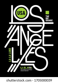 Los Angeles, California modern and stylish typography slogan. Colorful abstract design with the lines style. Vector for print tee shirt, typography, poster and other uses. Global swatches.