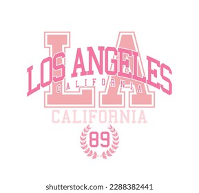 Los Angeles California. Pink vintage typography. Vector illustration design for fashion graphics, t shirt prints.