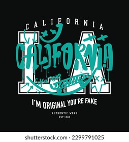 Los Angeles California retro vintage college style typography. Grunge urban drawings. Vector illustration design for fashion graphics, t shirt prints.