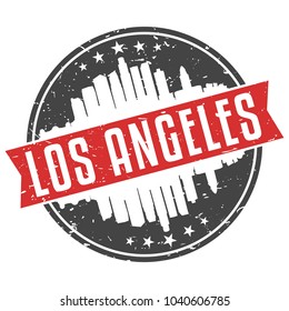 Los Angeles California Round Travel Stamp. Icon Skyline City Design Vector Seal badge Illustration.