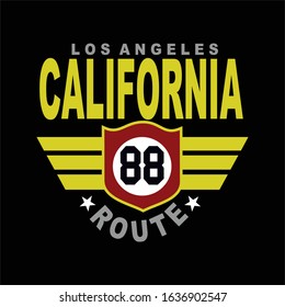 los angeles california route typography,vector illustration