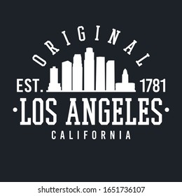 Los Angeles California Skyline Original. A Logotype Sports College and University Style. Illustration Design.