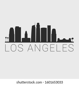 Los Angeles California. Skyline Silhouette City. Design Vector. Famous Monuments Tourism Travel. Buildings Tour Landmark.