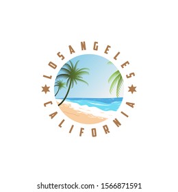 los angeles california slogan with beach illustration for t shirt design and other uses