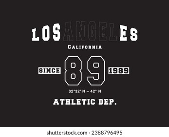 Los angeles with California Slogan College Style İllustration Vector. 