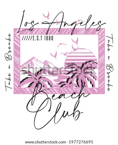 Los Angeles, California slogan print vector illustration for t-shirt and other uses.