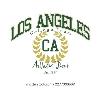 Los Angeles California slogan text. Vintage college typography. Vector illustration design for fashion graphics, t shirt prints, sweatshirts.