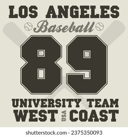 Los Angeles California sport typografie T-Shirt Baseball Champion College Team Vector