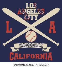 Los Angeles California sport typography t-shirt baseball champion college team - vector
