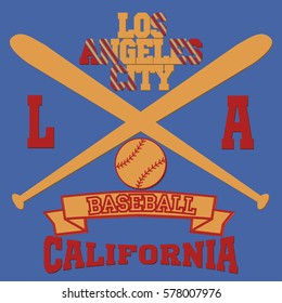 Los Angeles California sport typography t-shirt baseball champion college team - vector
