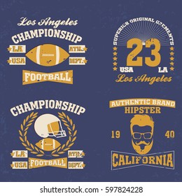 Los Angeles California sport typography t-shirt set - vector