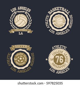 Los Angeles California sport typography t-shirt set - vector