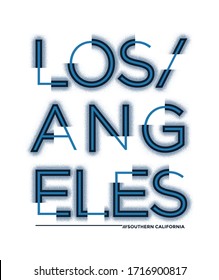 Los Angeles, California stylish typography slogan. Colorful abstract design with the grunge and the lines style. Vector for print tee shirt, typography, poster and other uses. Global swatches.