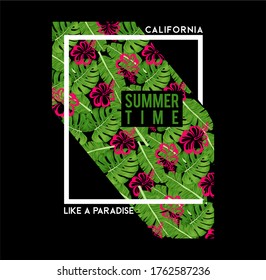 Los Angeles, California Summer Time typography for t-shirt print , vector illustration