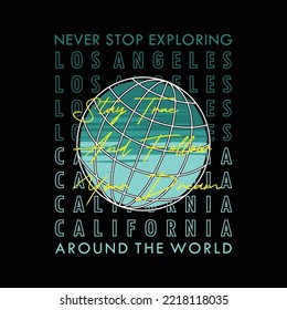 los angeles, california, traveling trip, urban brand, core denim, slogan graphic typography vector illustration, for t-shirt prints and other uses