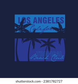 Los Angeles California Tropical Beach Club typography summer  poster tee design