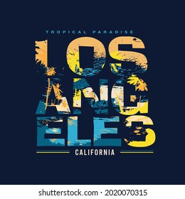 Los Angeles California Tropical Paradise beach palm tree  resort typography  t shirt print graphic design vector illustration