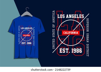 Los Angeles. California Typografie-Design zum Drucken auf T-Shirts