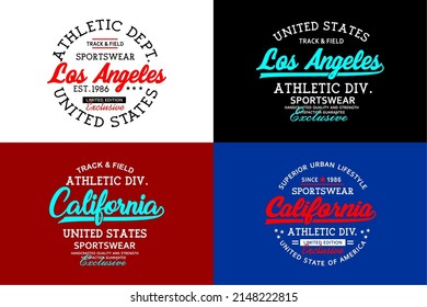 Los Angeles. California Typografie-Design zum Drucken auf T-Shirts