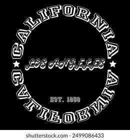los angeles california typography graphic print , Abstract fashion drawing and creative design for t-shirts, mugs, graphic tee, sweatshirt, cases, etc. Illustration in modern style for clothes