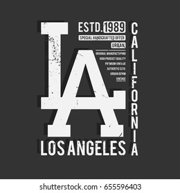 Los Angeles, California typography. Monochrome typography for t-shirt print. T-shirt graphics. Vector