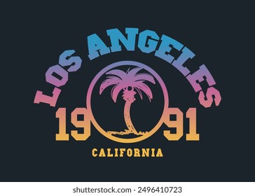 Los Angeles California typography, summer beach concept with palm tree. Vector illustration design for fashion, graphic, print, t shirt, slogan tee, poster, sticker.