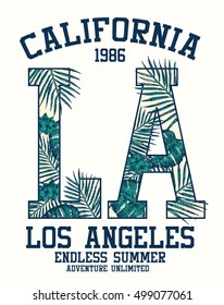 Los Angeles, California typography for t-shirt print , vector illustration