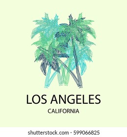 Los Angeles, California typography t-shirt graphic , vector illustration