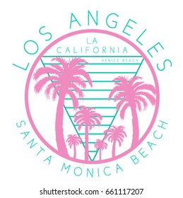 Los Angeles, California typography, t-shirt graphics. Vector illustrations