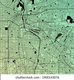 Los Angeles, California, United States (USA) - Urban vector megacity map with parks, rail and roads, highways, minimalist town plan design poster, city center, downtown, transit network, gradient