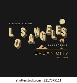 los angeles california urban city graphic typography slogan with palm tree, vector illustration