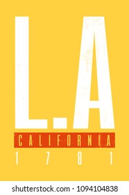 los angeles california urban design vector poster distress