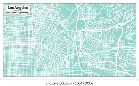 Los Angeles California USA City Map in Retro Style. Outline Map. Vector Illustration.