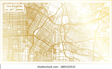 Los Angeles California USA City Map in Retro Style in Golden Color. Outline Map. Vector Illustration.