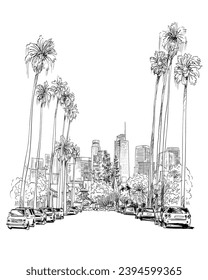 Los Angeles. California. USA. Hand drawn city sketch. Vector illustration.