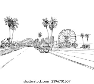 Los Angeles. California. USA. Hand drawn city sketch. Vector illustration.