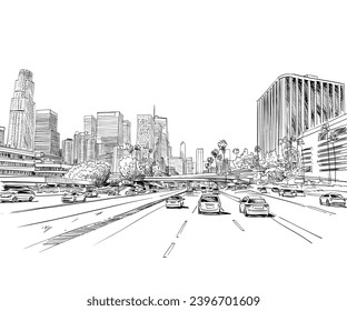 Los Angeles. California. USA. Hand drawn city sketch. Vector illustration.