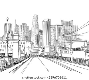 Los Angeles. California. USA. Hand drawn city sketch. Vector illustration.