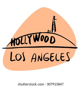 Los Angeles California USA Hollywood. A stylized image of the city tourism travel places