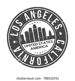 Los Angeles California USA Stamp Logo Icon Symbol Design Skyline City