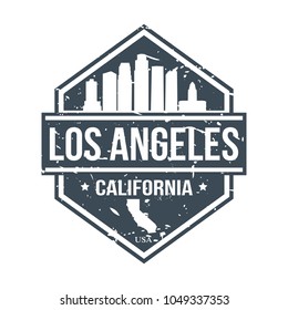 Los Angeles California USA Travel Stamp Icon Skyline City Design. Passport Seal Vector.