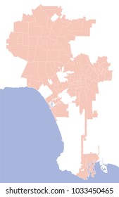 Los Angeles, California (USA) vector map