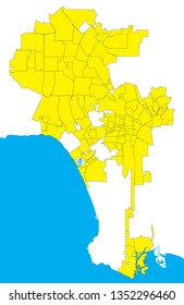 Los Angeles, California (USA) vector map in official blue and gold state colors