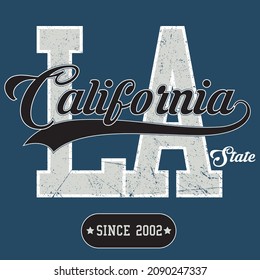 Los Angeles California varsity slogan print in college style typography print design. Vector t-shirt graphic or other uses.