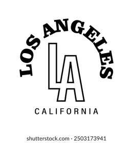 los angeles california Vector illustration style vintage surfing theme badge design. For t-shirt prints, posters, stickers and other uses.
