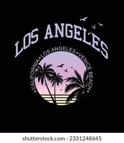 los angeles california venice beach slogan on palm design for t shirt design illustration art