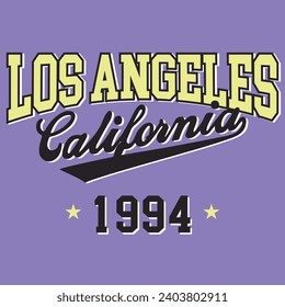 Los Angeles California Vintage 1994 University Status Slogan Varsity Print Vector Design 