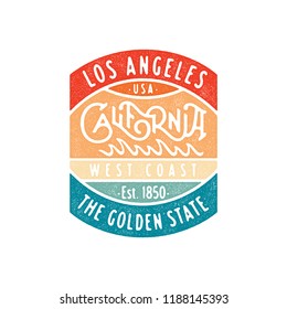 Los Angeles California Vintage Apparel Print Design. Retro Fashioned T Shirt Badge. Vector Illustration.