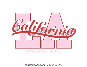 Tipografía de cita de universidad vintage de Los Ángeles California. Diseño de Ilustración vectorial para impresión, gráfico, póster, pegatina, moda, camiseta, camiseta de eslogan.